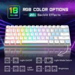 RK ROYAL KLUDGE RK61 60% Gaming Keyboard, Wired RGB Mechanical Keyboard with No-Conflict 61 Keys, Hot Swappable PC Game Keyboards for Windows Mac, Quiet Red Switch-White - Image 4
