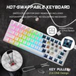 RK ROYAL KLUDGE RK61 60% Gaming Keyboard, Wired RGB Mechanical Keyboard with No-Conflict 61 Keys, Hot Swappable PC Game Keyboards for Windows Mac, Quiet Red Switch-White - Image 5