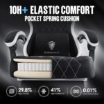 Dowinx Fabric Gaming Chair, Ergonomic Computer Chair with Footrest and Pocket Spring Cushion, Height Adjustable Video Gamer Chair with Lumbar Support for Adults, Black - Image 5