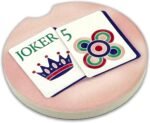 Elektroplate Cute Mahjong Tiles Automotive Ceramic Car Coasters (2.6" Diameter) | Universal Fit for All Cars, Trucks, SUVs & More | Mahj Lovers Gift | Set of 2 - Image 4