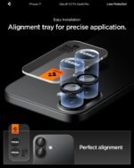 Spigen Camera Lens Screen Protector [GlasTR EZ Fit Optik Pro] Designed for iPhone 17 | iPhone 16 Plus | iPhone 16 [Case Friendly] - Black [2 Pack] - Image 4