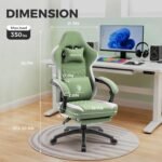 Dowinx Gaming Chair Breathable Fabric Game Chair with Gel Pad and Storage Bag, Comfortable Gamer Chair with Pocket Spring Cushion, Ergonomic Computer Chair with Footrest, Green - Image 11