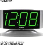 Sharp Home LED Digital Alarm Clock – Swivel Base - Outlet Powered, Simple Operation, Alarm, Snooze, Brightness Dimmer, Big Green Digit Display, Silver Case - Image 6