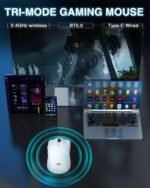 AULA SC580 Wireless Gaming Mouse, Tri-Mode 2.4G/BT5.0/USB-C Gaming Mouse, 12000 DPI Rechargeable Wireless Mouse with 6 Programmable Buttons, Ergonomic Computer Mouse for Laptop/PC/Mac/Tablet - Image 4