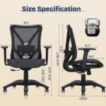 Ergonomic Office Chair, Mesh Computer Desk Chairs with Adjustable Lumbar Support, 3D Armrests, Tilt Function, Comfy Wide Seat, Swivel Executive Work Task Chair for Company and Home - Image 4