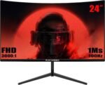 24 inch Curved Monitor 100Hz 1ms, Computer Gaming Monitor FHD 1920×1080P,3000:1 Contrast Ratio, with FreeSync & Eye-Care Technology, HDMI×1,VGA×1 for Gaming Home Office,Wall Mount Install - Image 2