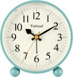 4.5" Vintage Retro Analog Alarm Clock, Super Silent Non Ticking Small Clock with Manual Light, Snooze, Battery Operated, for Living Room, Bedroom, Bedside, Desk(Green) - Image 2