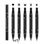 5PCS Liquid Winged Eyeliner Stamp Pen Set - Double-headed Black Eye Liner Pencil - Long-lasting Waterproof Stamp Eyeliner Set for Eye Makeup - Star, Heart, Flower, Butterfly, Triangle - Image 2