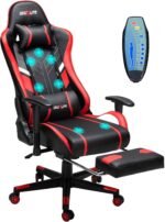 7-Point Massage Gaming Chair, 175° Gaming Recliner with Footrest Ergonomic Computer Office Chair High Back Video Game Chair with Lumbar Support, Upgraded Version, Red - Image 2