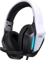 AOC Gaming Headset for PS5, PS4, PC, Mac, Switch, Xbox Series, Surround Sound RGB Gaming Headphones with Noise Canceling Microphone, 50MM Dynamic Drivers, 3.5MM Audio Jack, White - Image 2