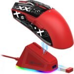 ATTACK SHARK X11 Lightweight Wireless Gaming Mouse with RGB Charging Dock,Tri-Mode-2.4G/USB-C Wired/BT,22K DPI,PAW3311 Optical Sensor,HUYU Switch, 5 programmable Buttons for PC/Mac(Red&Sticker) - Image 2