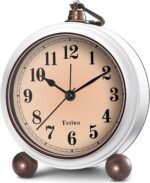 Analog Alarm Clock,Battery Powered Desk Clocks with Night Light,Silent Non Ticking,Retro Simply Design Alarm Clocks for Living Room, Bedroom, Bedside,Dormitory,Decor,Gift (White) - Image 2