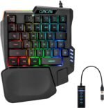 CHONCHOW One Handed Gaming Keyboard, 35 Keys, Rainbow LED, Wired USB, Ergonomic with Wrist Rest, Mini Portable, PS4/PS5/Xbox/PC/Laptop Compatible - Image 2