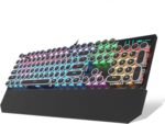 Camiysn Typewriter Style Mechanical Gaming Keyboard, Black Retro Punk Gaming Keyboard with RGB Backlit, 104 Keys Blue Switch Wired Cute Keyboards, Round Keycaps for Windows/Mac/PC - Image 2