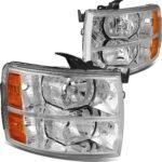 DNA MOTORING HL-OH-CSIL07-CH-AM Pair of Chrome Amber Headlights Compatible with 07-13 Silverado 1500/07-14 Silverado 2500 HD 3500 - Image 2