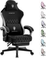 Dowinx Fabric Gaming Chair, Ergonomic Computer Chair with Footrest and Pocket Spring Cushion, Height Adjustable Video Gamer Chair with Lumbar Support for Adults, Black - Image 2