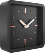 Driini Modern Mid Century Desk & Shelf Clock (Black Rose Gold) - Battery Operated with Silent, Analog Movement – Small Tabletop Clocks for Office – Perfect for Mantle, End Table, Desktop or Nightstand - Image 2