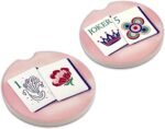 Elektroplate Cute Mahjong Tiles Automotive Ceramic Car Coasters (2.6" Diameter) | Universal Fit for All Cars, Trucks, SUVs & More | Mahj Lovers Gift | Set of 2 - Image 2