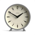 JONES CLOCKS® Venus Desk Clock | Modern Round Design | Gray | Stylish Retro Look for Shelf, Table, Mantel or Bedside - Image 2