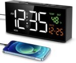 Netzu Alarm Clocks for Bedrooms, Digital Clock with Date Temperature and Weekday, Manual DST, Snooze, 2 Alarms, 4 Volumes for Living Room Home Bedside Desk (Black) - Image 2