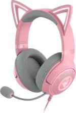 Razer Kraken Kitty V2 USB Wired RGB Headset: Chroma Kitty Ears - Stream Reactive Lighting - HyperClear Cardioid Mic - Triforce 40 mm Drivers - 7.1 Surround Sound - Quartz Pink (Renewed) - Image 2