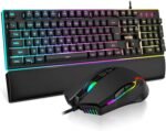RedThunder K10 Wired Gaming Keyboard and Mouse and Wrist Rest Combo, RGB Backlit, Mechanical Feel Anti-ghosting Keyboard + 7D 7200 DPI Mice+Soft Leather Wrist Rest 3 in 1 PC Gamer Accessories(Black) - Image 2