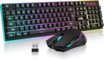 RedThunder K10 Wireless Gaming Keyboard and Mouse Combo, LED Backlit Rechargeable 3800mAh Battery, Mechanical Feel Anti-ghosting Keyboard + 7D 3200DPI Mice for PC Gamer (Black) - Image 2