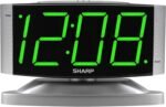 Sharp Home LED Digital Alarm Clock – Swivel Base - Outlet Powered, Simple Operation, Alarm, Snooze, Brightness Dimmer, Big Green Digit Display, Silver Case - Image 2