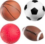 Sports Balls for Kids & Toddlers - (Pack of 4) 5-inch Sports Set Includes Football, Small Size Soccer, Basketball, and Playground Balls, Fun Indoors & Outdoor Toys (Hand Pump Included) - Image 2