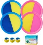 Toss and Catch Ball Game Set for Kids Ages 4-8 – Outdoor Summer Toys for Backyard, Beach, Lawn – Fun Family Games, Birthday for Boys & Girls (Blue & Pink) - Image 2