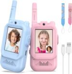 Walkie Talkies for Kids Pack of 2, Rechargeable Long Range Two Way Radios Toys for Boys Girls Age 3-5, Outdoor Adventure Camping Hiking, Birthday with Pink Blue Design - Image 2