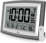 WallarGe Atomic Clock with Outdoor and Indoor Temperature - 12.5 Inch Self-Setting Digital Clock Large Display, Battery Operated Wall Clocks or Desk Clocks for Bedroom, Livingroom, Office - Image 2