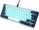 abucow Gaming Keyboard Minimalist Portable Wired Ultra-Compact Mini Imitation 61 Keys RGB Backlit Keyboard (White-Black) - Image 2