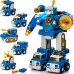 hahaland Toys for 5 Year Old Boy Birthday Gift, Stem Boys Toys 6 Year Old Boy Gifts, 5 in 1 Building Take Apart Trucks Transform to Robot Kids Ages 5-8, Montessori Creative Educational Drill Screw Set - Image 2