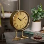 NIKKY HOME Vintage Gold Table Top Clock, Cute Duck Paw Silent Shelf Desk Clock Battery Operated Rustic Design, Home Decor for Living Room, Bedroom, Bedside - Image 3