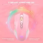 RGB Wireless Gaming Mouse, Pink, Rechargeable, Ergonomic Design, Adjustable DPI, Compatible with Windows, Mac - Image 4