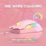 RGB Wireless Gaming Mouse, Pink, Rechargeable, Ergonomic Design, Adjustable DPI, Compatible with Windows, Mac - Image 5