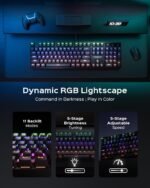Mechanical Gaming Keyboard with Blue Switch, 104-Key Full Size RGB Backlit Wired Keyboard（11 Modes, Anti-Ghosting, Double-Shot ABS Keycaps, Lighted Computer Key-Board for PC Windows-Black - Image 4