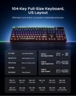 Mechanical Gaming Keyboard with Blue Switch, 104-Key Full Size RGB Backlit Wired Keyboard（11 Modes, Anti-Ghosting, Double-Shot ABS Keycaps, Lighted Computer Key-Board for PC Windows-Black - Image 6