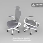 Tervo Model U | Folding Office Chair for Small Spaces | Ergonomic Design with High Rebound Mesh | Computer Desk Chair for Gaming | For Adults & Kids | Foldable & Compact with Flip Up Arms - Image 10