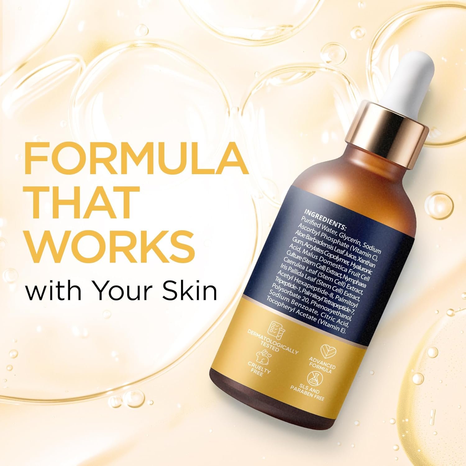 Vitamin C Serum for Face with Stem Cells Hyaluronic Acid Vitamin E Aloe Vera For All Skin Types Anti-Aging Face Seru Supports Skin Health & Even Tone Day and Night Made in USA 1 Oz - Image 5