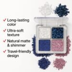 K'APEINE Glitter Shimmer Eyeshadow Makeup Palette, 4Colors Sparkle Eye Shadow Palettes Highly Pigmented Makeup Kit Long Lasting Waterproof Blendable Eyeshadow Palette - Image 4