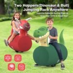 POVYRE Kids Boys Outdoor Toys, 2 PCS Giant Inflatable Dinosaur Bull Toys Bouncy Hopper with Pump, Ride-on Jumping Animal for Indoor Outdoor Play, 220 lbs Capacity, Gift for Ages 5+ - Image 4