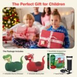 POVYRE Kids Boys Outdoor Toys, 2 PCS Giant Inflatable Dinosaur Bull Toys Bouncy Hopper with Pump, Ride-on Jumping Animal for Indoor Outdoor Play, 220 lbs Capacity, Gift for Ages 5+ - Image 8