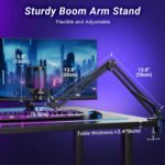 TONOR Gaming Microphone Set with Boom Arm, Vocal Condenser Microphone for PC with Stand, USB Mic with controllable RGB Light, One Tap Mute, Volume Control, for Discord, Twitch Streaming, TC310+ - Image 7
