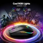 TECKNET Wireless Gaming Mouse Rechargeable - 8000 DPI, Long-Lasting 100Hrs Battery, RGB Backlit, 6 Programmable Buttons, Dual Connectivity (2.4G + USB-C) for PC, Mac, Laptop - Black - Image 5