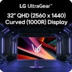 LG 32G600A-B 32-inch Ultragear QHD (2560 x 1440) Curved Gaming Monitor, 180Hz, 1ms, AMD FreeSync, HDMI, DisplayPort, Tilt/Height/Swivel Adjustable Stand, Black - Image 3