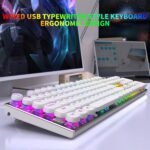 HUO JI E-Yooso Z-88 Wired Typewriter Style Mechanical Gaming Keyboard, Programmable RGB Backlit, Blue Switches - Clicky, USB-C Cable, Metal Panel, 104 Double-Shot Keycaps for PC, White - Image 3
