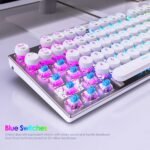 HUO JI E-Yooso Z-88 Wired Typewriter Style Mechanical Gaming Keyboard, Programmable RGB Backlit, Blue Switches - Clicky, USB-C Cable, Metal Panel, 104 Double-Shot Keycaps for PC, White - Image 6