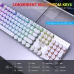 HUO JI E-Yooso Z-88 Wired Typewriter Style Mechanical Gaming Keyboard, Programmable RGB Backlit, Blue Switches - Clicky, USB-C Cable, Metal Panel, 104 Double-Shot Keycaps for PC, White - Image 7